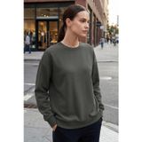 TOMMY LIFE Haki Basic O Yaka Oversize Kadın Sweatshirt - 97053