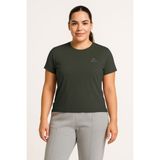 Tommy Life Haki Baskılı Rahat Form Büyük Beden Performans Kadın T-Shirt - 97308 - 4XL