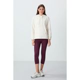 Tommy Life Haki Kalın Yumuşak Dokulu Kapüşonlu Oversize Nakışlı Polar Kadın Sweatshirt - 97292 - XL