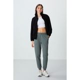 Tommy Life Haki Kompakt Pamuklu Kalın Pürüzsüz Dokulu Standart Fit Kadın Eşofman Altı - 94660 - XL