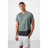 TOMMY LIFE Haki Nefes Alan Dokulu Ince Esnek Standart Fit Erkek Performans T-shirt - 88383