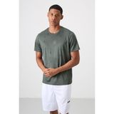 TOMMY LIFE Haki Nefes Alan Jakarlı Ince Esnek Standart Fit Erkek Performans T-shirt - 88397