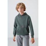 TOMMY LIFE Haki Pamuklu Kalın Içi Tüylü Yumuşak Dokulu Standart Fit Baskılı Erkek Çocuk Sweatshirt - 11215