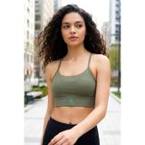 Tommy Life Haki Standart Fit Baskılı Sırt Detaylı Kadın Spor Büstiyer - 97300 - XL