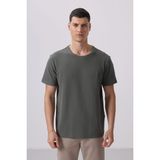 Tommy Life Haki Yüzeyi Dokulu Rahat Form Basic Erkek T-Shirt - 88436