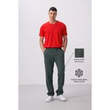 TOMMY LIFE Haki Yüzeyi Dokulu Standart Fit Palazzo Erkek Pantolon - 82171