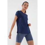 TOMMY LIFE İndigo Basic Kısa Kol Standart Kalıp O Yaka Kadın T-Shirt - 97144
