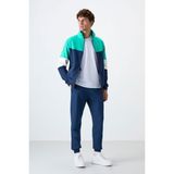 Tommy Life İndigo Dik Yaka Renk Geçişli İçi Polarlı Erkek Eşofman Takımı - 85186 - Indigo