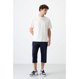 Tommy Life İndigo Fermuar Cepli Standart Kalıp Klasik Paça Erkek Kapri - 83091 - 2XL