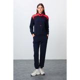 Tommy Life Indigo Kompakt Pamuklu Kalın Pürüzsüz Dokulu Dik Yaka Oversize Fit Kadın Eşofman Takım - 95342