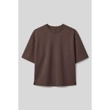 TOMMY LIFE Kahverengi O Yaka Oversize Kısa Kollu Kadın T-Shirt - 97316, Kahverengi, L