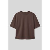 TOMMY LIFE Kahverengi O Yaka Oversize Kısa Kollu Kadın T-Shirt - 97316