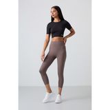 Tommy Life Kahverengi Yüksek Bel Slim Fit Dar Paça Kadın Kapri Tayt - 93097 - XL