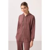 TOMMY LIFE Kahverengi Yumuşak Dokulu Kapüşonlu Oversize Kadın Tunik Sweatshirt - 97302