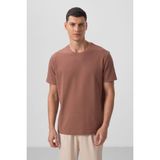 Tommy Life Kahverengi Yüzeyi Dokulu Rahat Form Basic Erkek T-Shirt - 88436 - 2XL