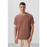 Tommy Life Kahverengi Yüzeyi Dokulu Rahat Form Basic Erkek T-Shirt - 88436