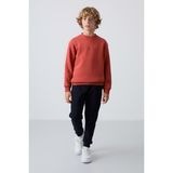 Tommy Life Kiremit-Lacivert Pamuklu Kalın İçi Tüylü Standart Fit Nakışlı Erkek Çocuk Eşofman Takım - 11249 - 11 - 12 Yaş - Kiremit - Lacivert