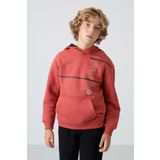 Tommy Life Kiremit Pamuklu Kalın İçi Tüylü Yumuşak Dokulu Standart Fit Baskılı Erkek Çocuk Sweatshirt - 11239