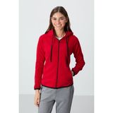 Tommy Life Kırmızı Kalın Yumuşak Dokulu Kapüşonlu Standart Fit Nakışlı Polar Kadın Sweatshirt -97287