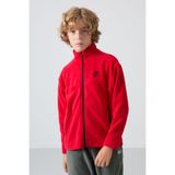 TOMMY LIFE Kırmızı Kalın Yumuşak Dokulu Standart Fit Nakışlı Polar Erkek Çocuk Sweatshirt - 11223