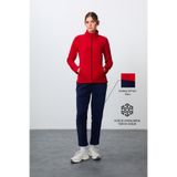 Tommy Life Kırmızı-Lacivert Kalın Yumuşak Dokulu Dik Yaka Oversize Nakışlı Polar Kadın Eşofman Takım -95339