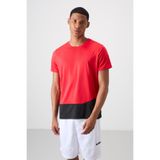 TOMMY LIFE Kırmızı Nefes Alan Dokulu Ince Esnek Standart Fit Erkek Performans T-shirt - 88383