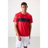 TOMMY LIFE Kırmızı Nefes Alan Jakarlı Ince Esnek Standart Fit Erkek Performans T-shirt - 88398