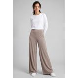 TOMMY LIFE Koyu Bej Comfort Fit Geniş Paça Korsajlı Palazzo Kadın Pantolon - 94681