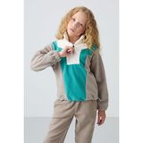 Tommy Life Koyu Bej Kalın Yumuşak Dokulu Oversize Nakışlı Polar Kız Çocuk Sweatshirt - 75153 - 7 - 8 Yaş