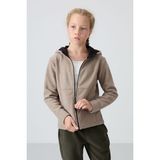 Tommy Life Koyu Bej Kalın Yumuşak Dokulu Standart Fit Nakışlı Polar Kız Çocuk Sweatshirt - 75152 - 8 - 9 Yaş