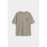 Tommy Life Koyu Bej Oversize Kısa Kollu Baskılı Kız Çocuk T-Shirt - 75176 - 12 - 13 Yaş