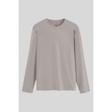 TOMMY LIFE Koyu Bej Standart Fit Basic O Yaka Uzun Kollu İnce Erkek T-Shirt - 87997