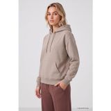 Tommy Life Koyu Bej Standart Kapüşonlu Kanguru Cepli Basic Kadın Sweatshirt - 97321