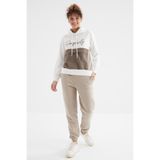 Tommy Life Koyu Bej Yüksek Bel Şardonlu 3 İplik Pamuklu Basic Kadın Eşofman Alt - 94624