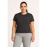 Tommy Life Koyu Gri Baskılı Rahat Form Büyük Beden Performans Kadın T-Shirt - 97308 - 3XL