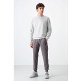 Tommy Life Koyu Gri Fermuar Cepli Standart Kalıp Jogger Erkek Eşofman Alt - 84587
