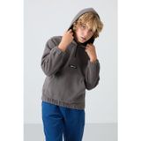 TOMMY LIFE Koyu Gri Kalın Yumuşak Dokulu Standart Fit Nakışlı Polar Erkek Çocuk Sweatshirt - 11230