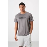 Tommy Life Koyu Gri Nefes Alan Dokulu İnce Esnek Standart Fit Erkek Performans T-Shirt - 88385 - 2XL