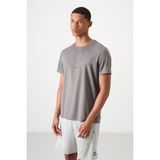 TOMMY LIFE Koyu Gri Nefes Alan Dokulu Ince Esnek Standart Fit Erkek Performans T-shirt - 88391