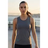 TOMMY LIFE Koyu Gri Standart Fit Çapraz Sırt Detaylı Kadın Spor Atlet - 97296