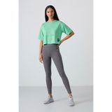 TOMMY LIFE Koyu Gri Yüksek Bel Toparlayıcı Slim Fit Dar Paça Kadın Tayt - 94011