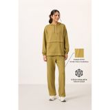 TOMMY LIFE Koyu Hardal Yumuşak Dokulu Kapüşonlu Oversize Kadın Eşofman Tunik Takım - 95348