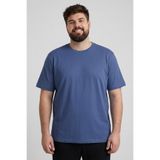 TOMMY LIFE Koyu Mavi Baskılı O Yaka Rahat Form Battal Büyük Beden Erkek T-Shirt - 88472