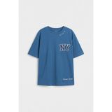 Tommy Life Koyu Mavi Oversize Kısa Kollu Baskılı Kız Çocuk T-Shirt - 75174 - 13 - 14 Yaş