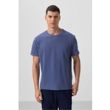 Tommy Life Koyu Mavi Yüzeyi Dokulu Rahat Form Basic Erkek T-Shirt - 88436