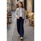 TOMMY LIFE Lacivert Cepli Ön Dikiş Detaylı Geniş Paça Kız Çocuk Eşofman Altı -75144