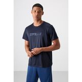 Tommy Life Lacivert Nefes Alan Dokulu İnce Esnek Standart Fit Erkek Performans T-Shirt - 88385 - 2XL