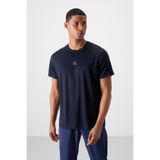 TOMMY LIFE Lacivert Nefes Alan Dokulu Ince Esnek Standart Fit Erkek Performans T-shirt - 88390