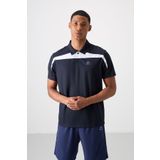 TOMMY LIFE Lacivert Nefes Alan Dokulu Ince Esnek Standart Fit Polo Yaka Erkek Performans T-shirt - 88392