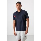 TOMMY LIFE Lacivert Nefes Alan Dokulu Ince Esnek Standart Fit Polo Yaka Erkek Performans T-shirt - 88402